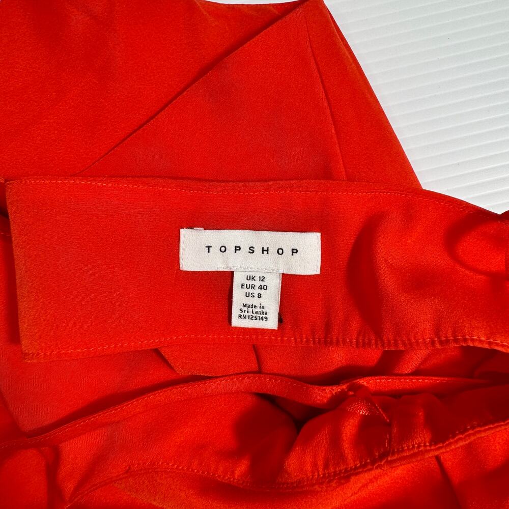Cowl Neck Camisole Red Satin Slip Tank Women's 8 Y2K Summer Party Date Night - Picture 7 of 16